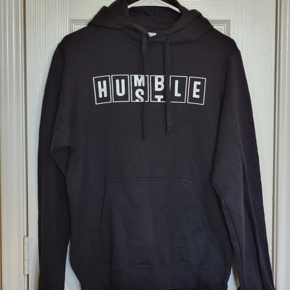 Men's Humble to Hustle Odometer style Hoodie long sleeve, black, S